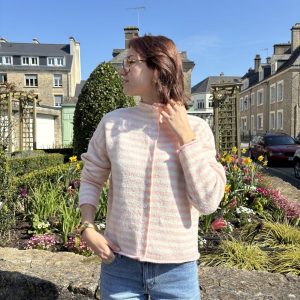 Gilet Laura rayé rose