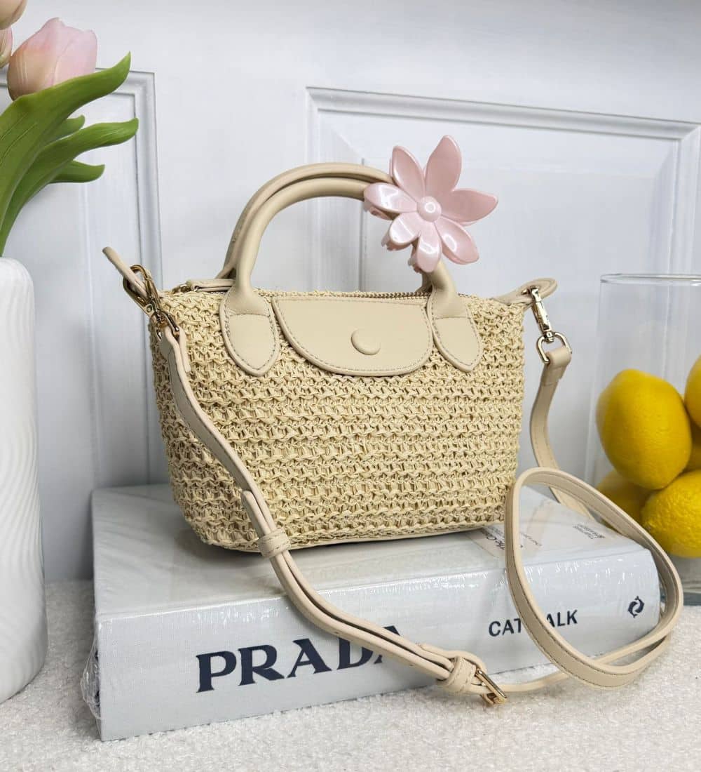 Sac Panier Tressé Effet Raphia